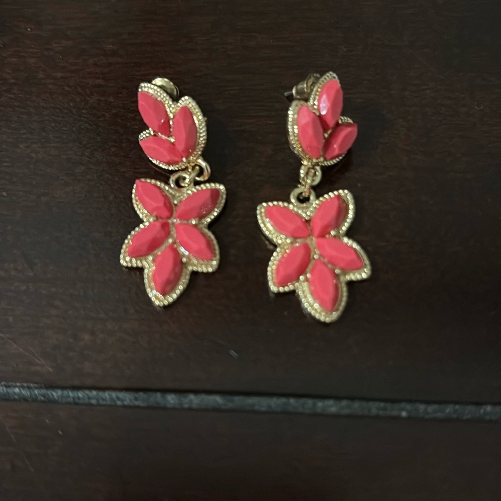 Pink flower earrings